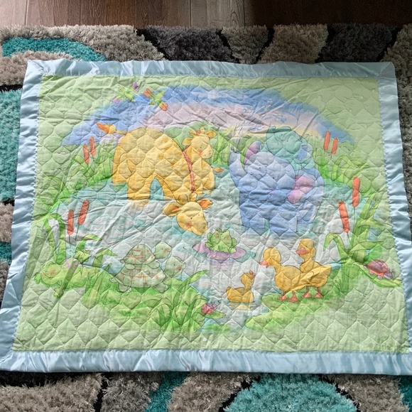 Homemade Baby Quilt, Elephants Ducks Giraffe Frogs - Picture 1 of 3